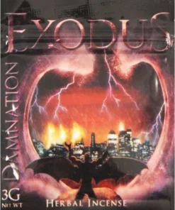 Exodus Damnation Herbal Incense stick burning with rich, natural aroma in a cozy room
