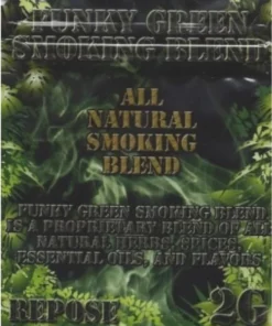 Funky Green Smoking Herbal Blend in a smoking pipe releasing bold, natural aroma